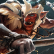 A troll man with two axes and a helmet made of bone swings his weapons toward the camera.